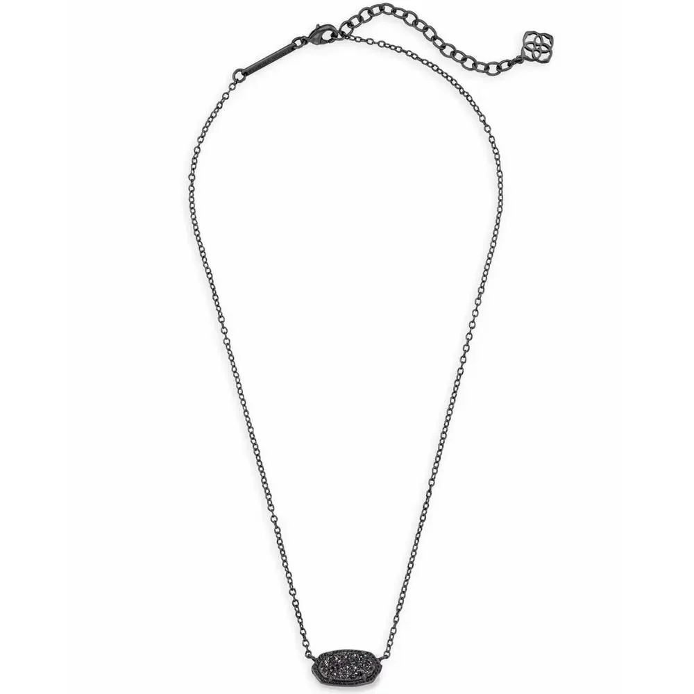 Kendra Scott Elisa Pendant Necklace in Black Drusy